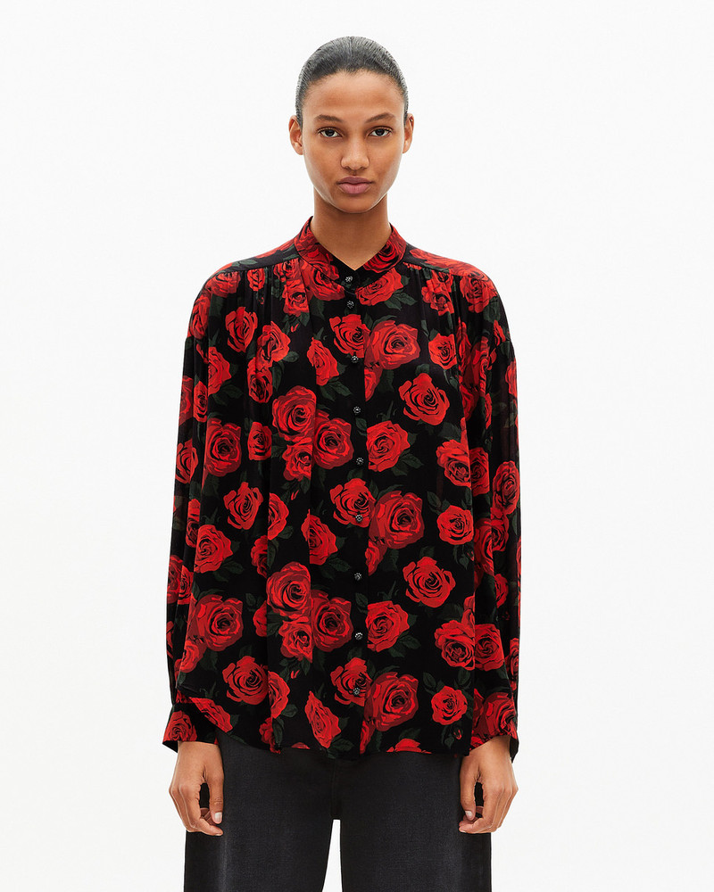 LOOSE-FITTING BLACK FLORAL PRINT SHIRT 3