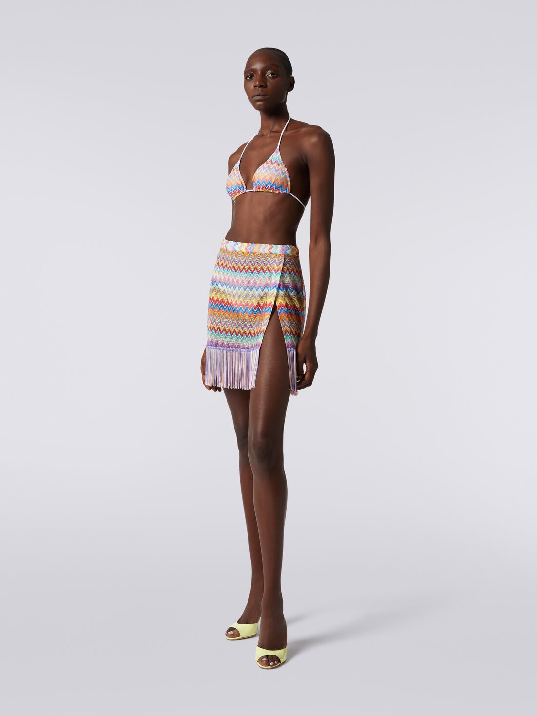 Cover-up wrap-around miniskirt with fringes - 3