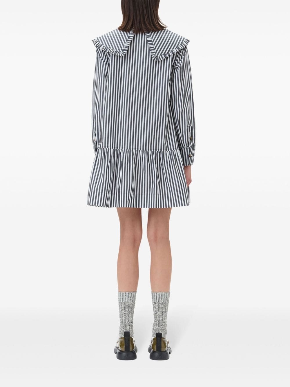 striped cotton shirt dress - 4