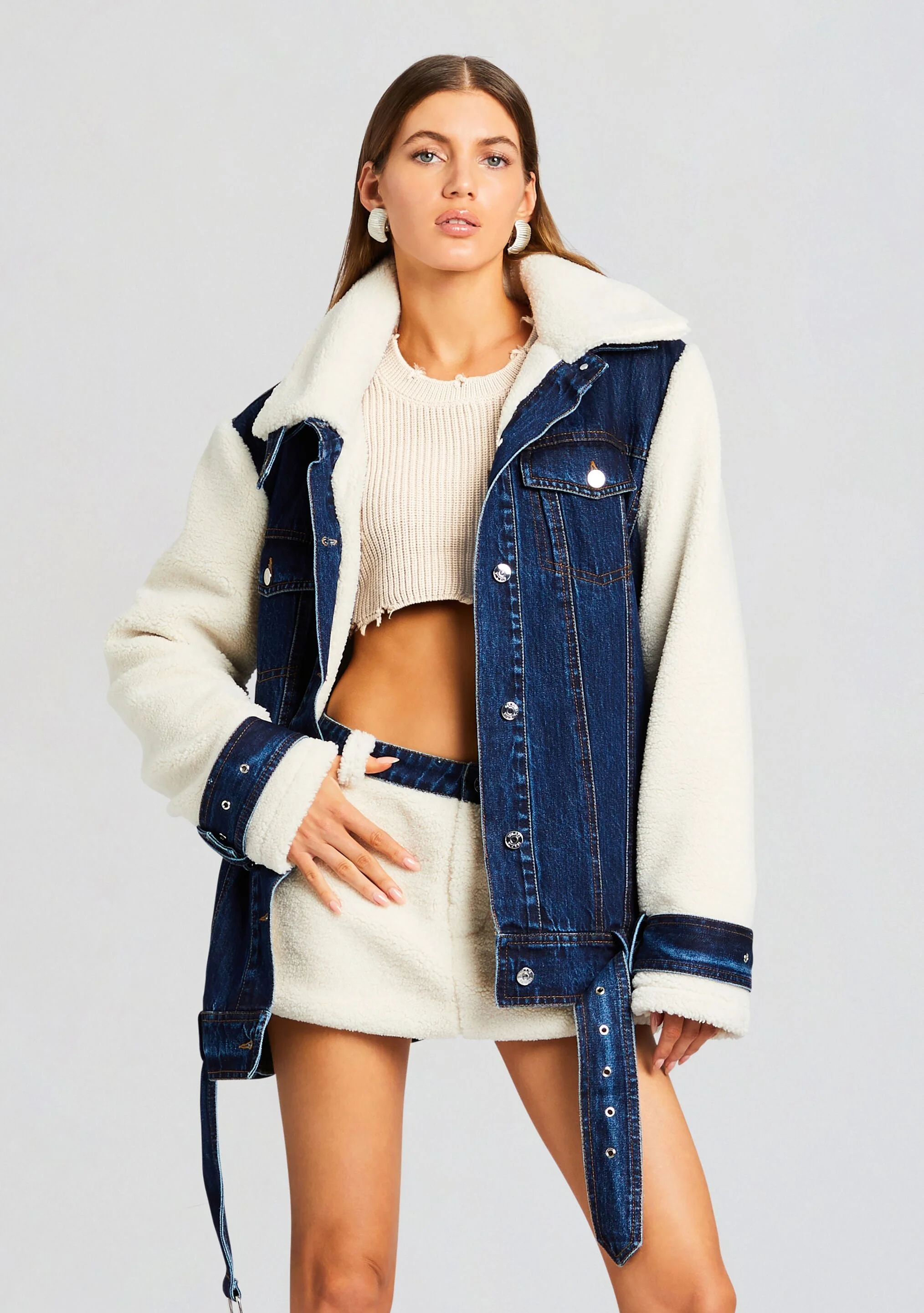 MINK TEDDY DENIM JACKET - 1