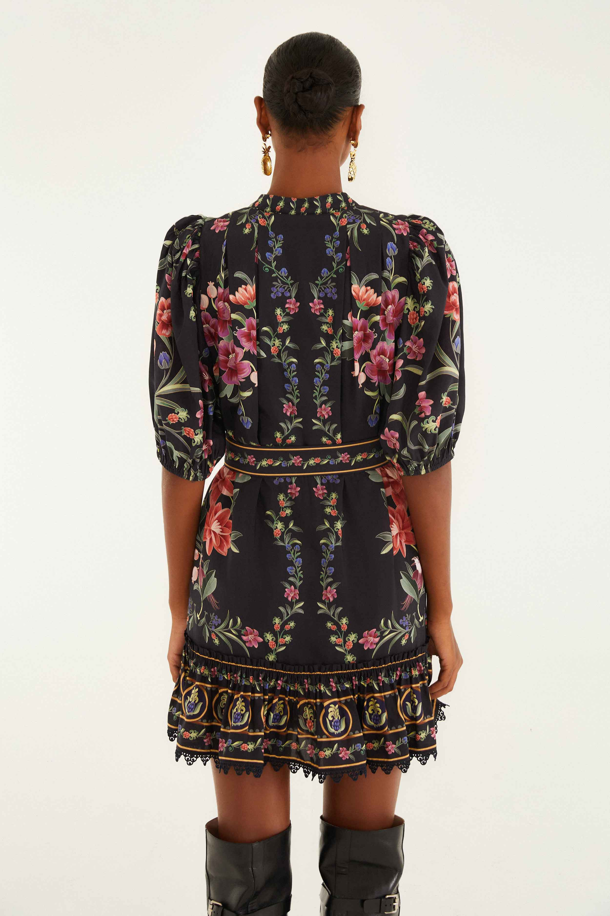 Black Belle Garden Lace Belted Mini Dress - 4