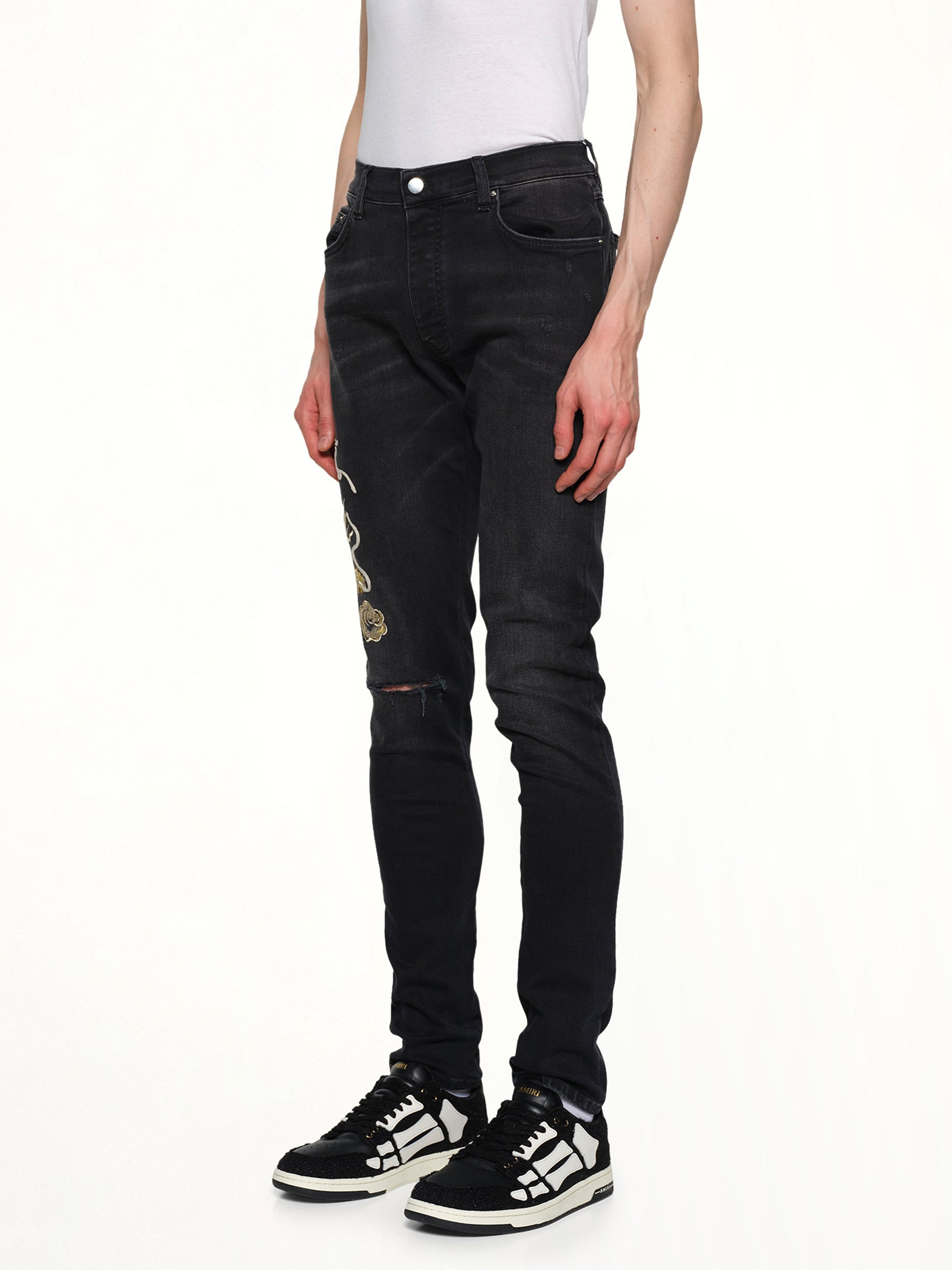 Amiri Dragon Repair Slim Jean in Dust Black - 3