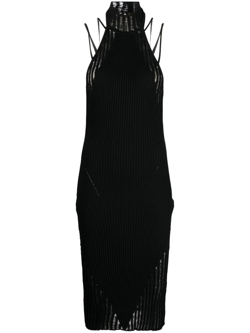 halterneck knitted midi dress 1