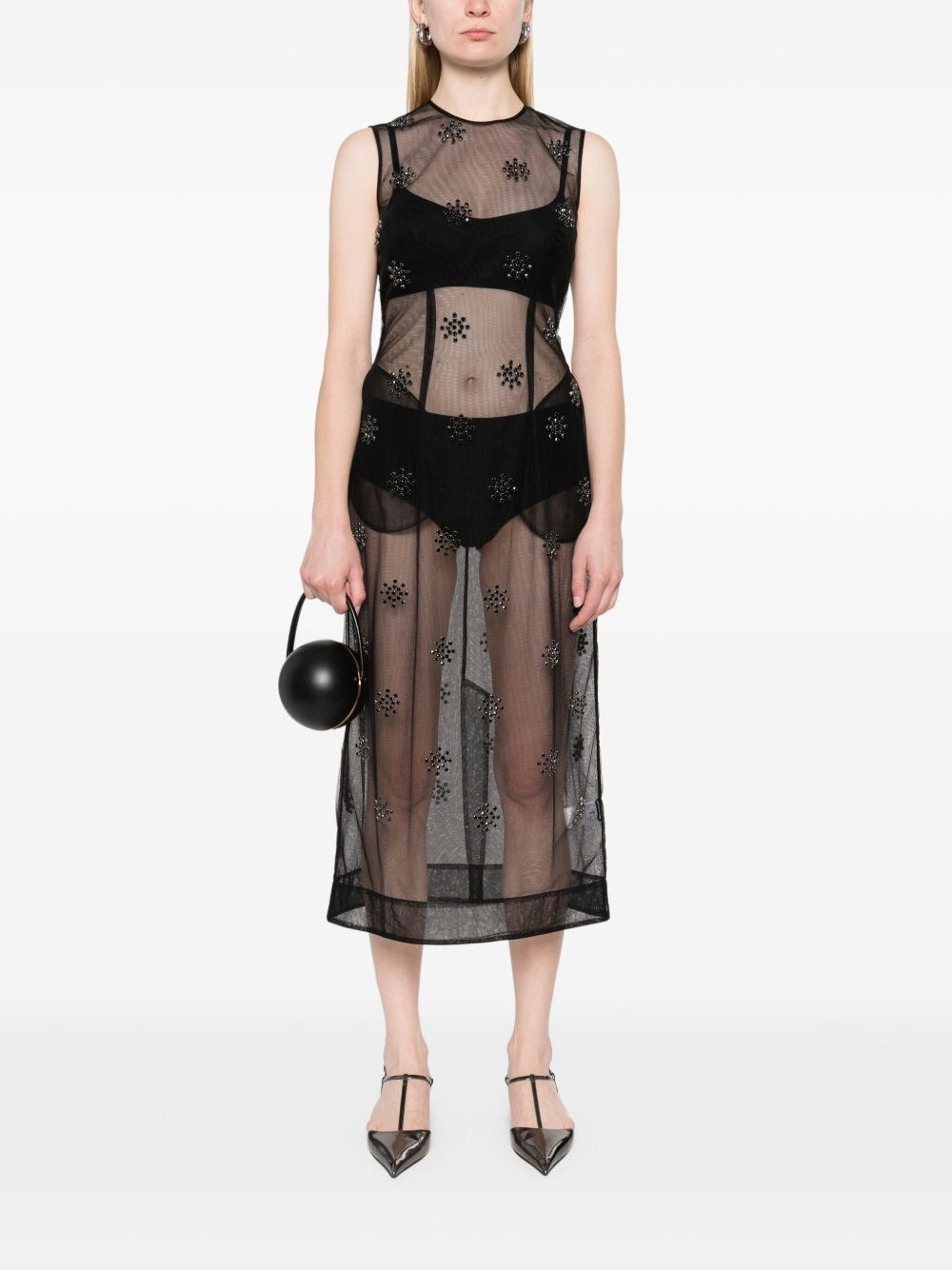 crystal embellishment midi dress - 2