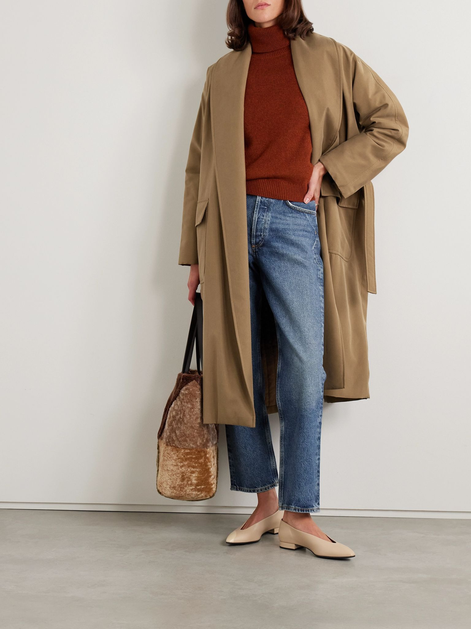 Dwight belted silk coat Light brown - 2