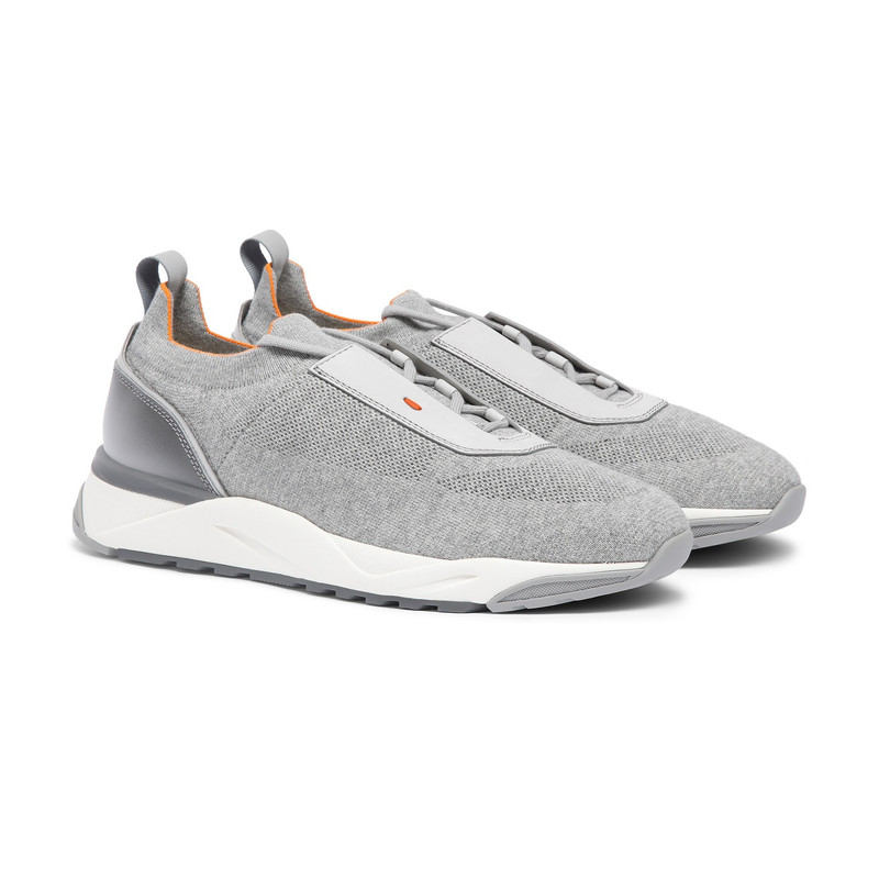 Santoni Men's grey stretch knit sneaker outlook
