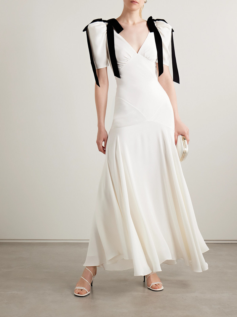 RODARTE Velvet Bow-embellished Silk-crepe Gown outlook