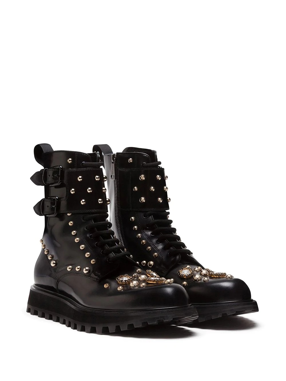 embellished stud and stone boots - 2