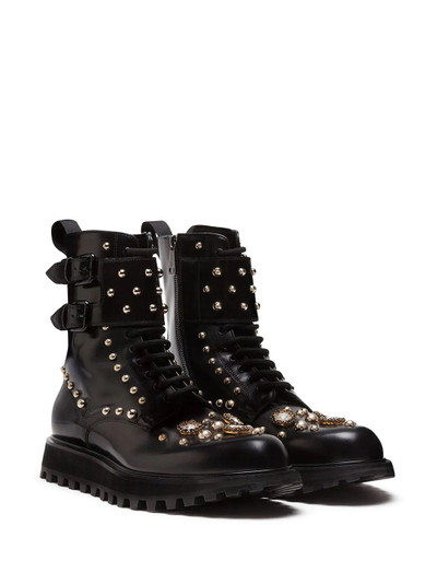 Dolce & Gabbana embellished stud and stone boots outlook