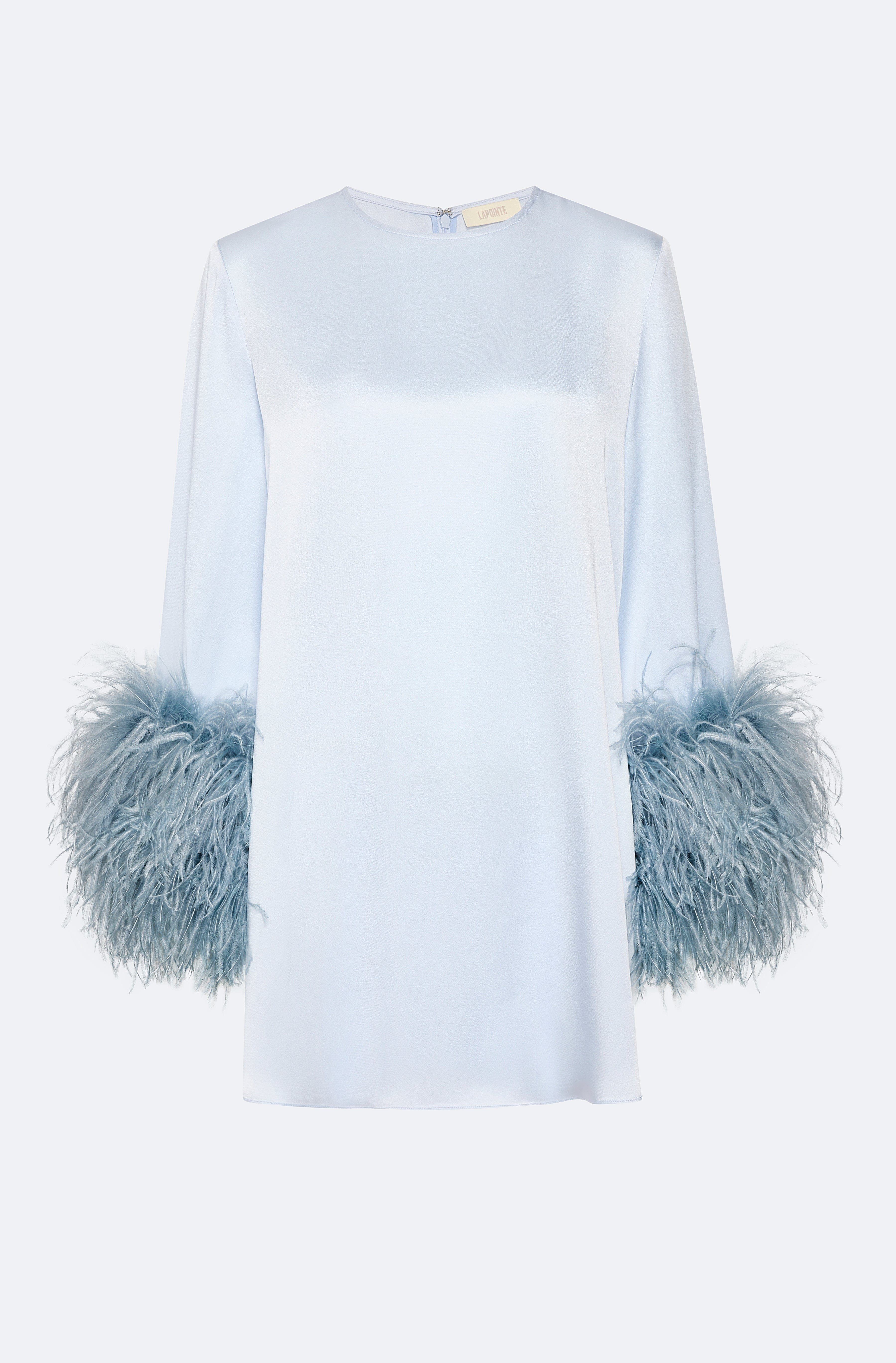 Satin Dress With Feathers - 1