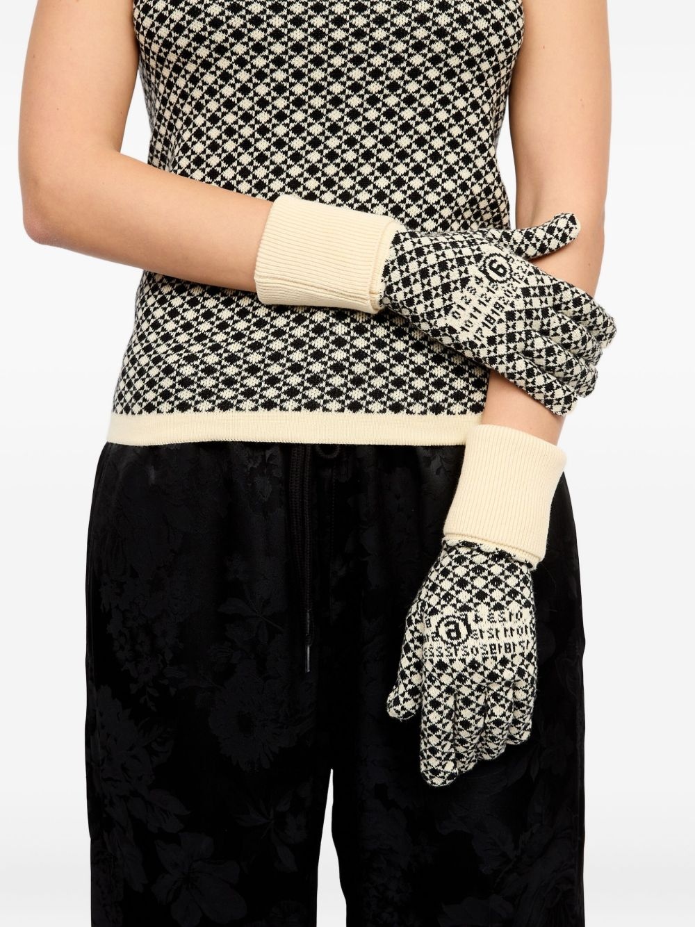 intarsia-knit gloves - 7