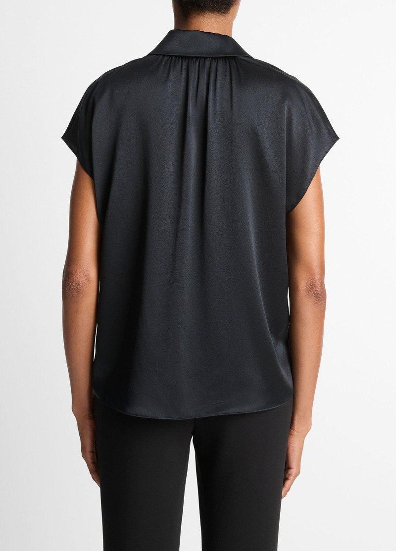 Vince Silk Cap-Sleeve Ruched-Back Blouse outlook