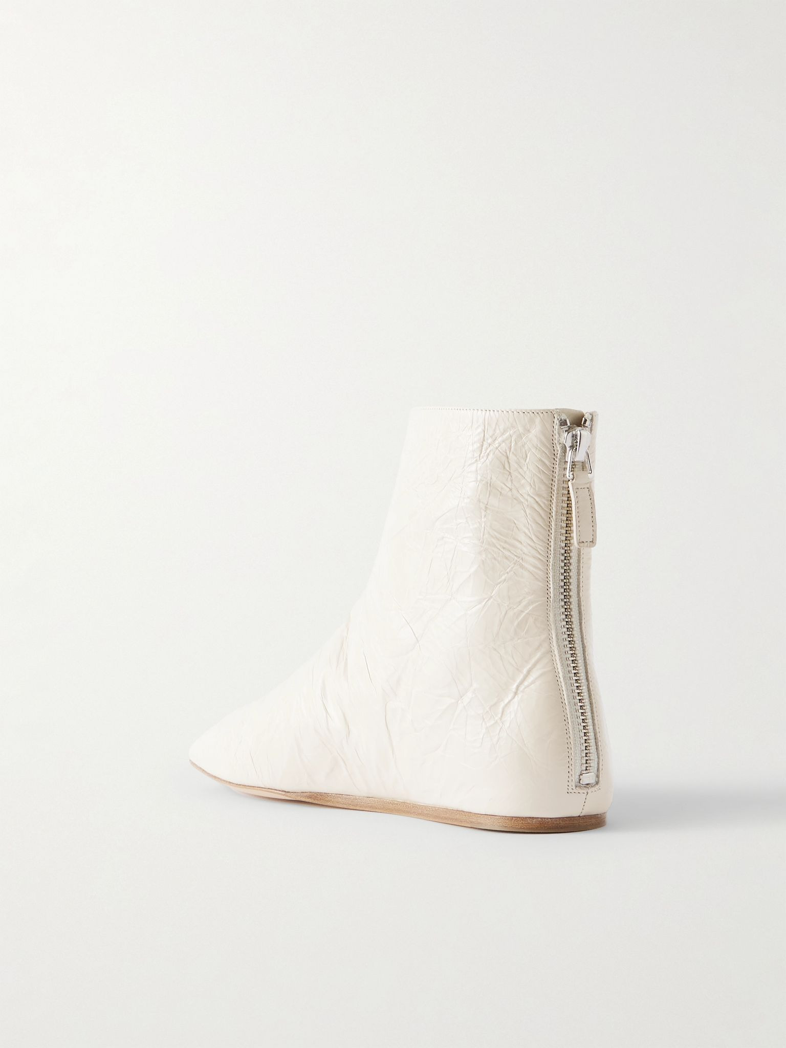 Luna glossed-leather ankle boots Ecru - 3