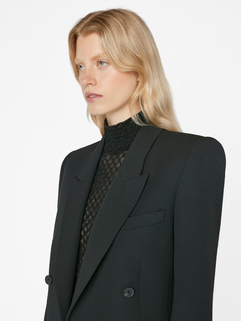 Double Breasted Slim Blazer in Noir - 5