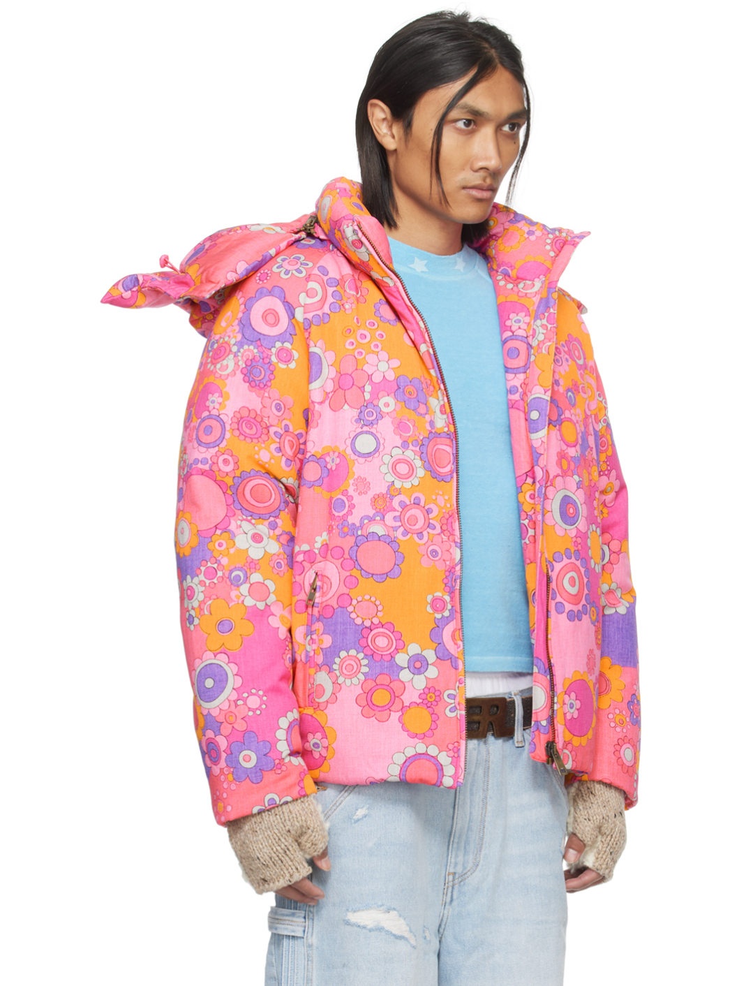 Pink Floral Down Jacket - 2