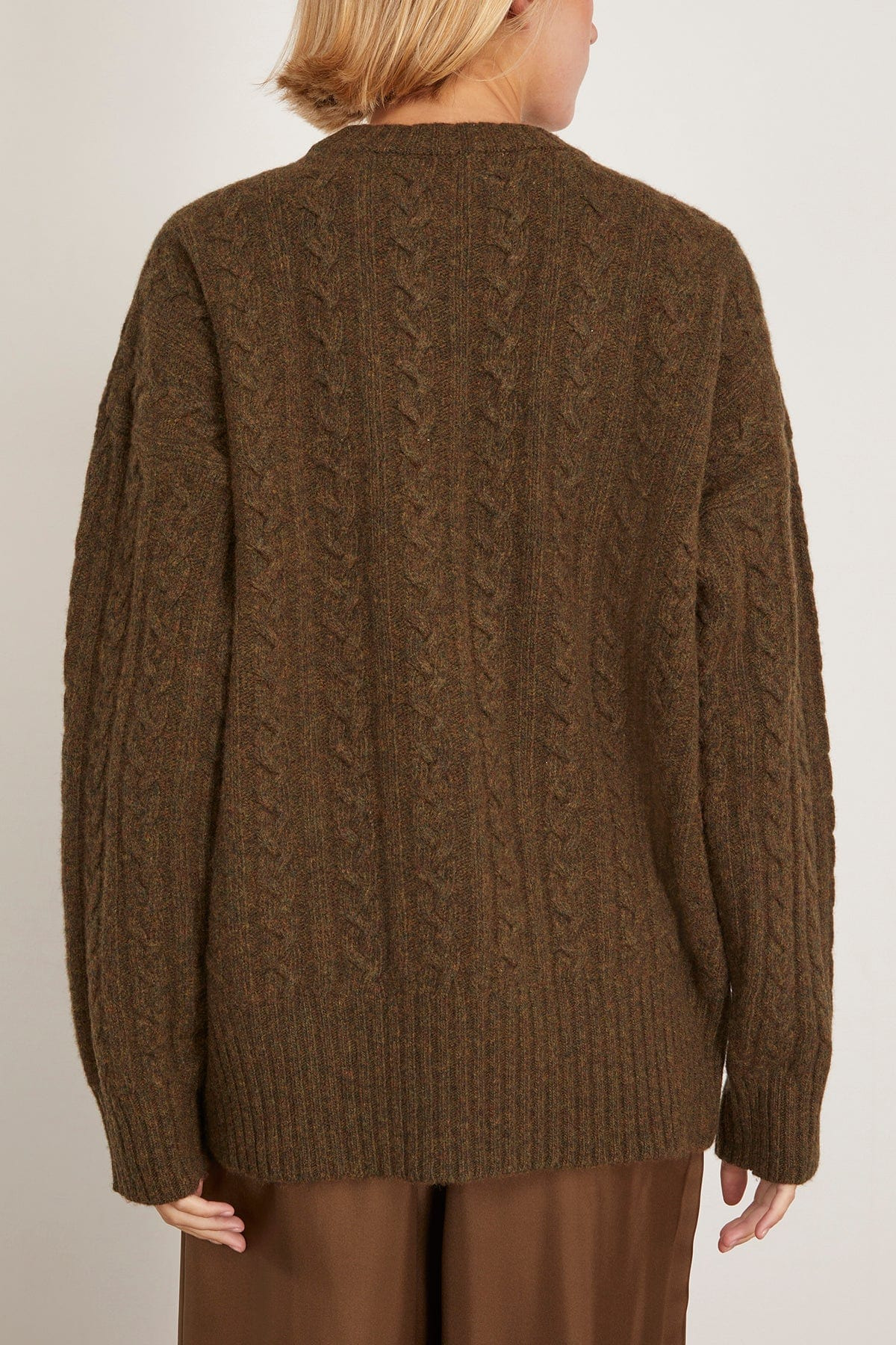 Cable Knit Jumper in Forest Melange - 4