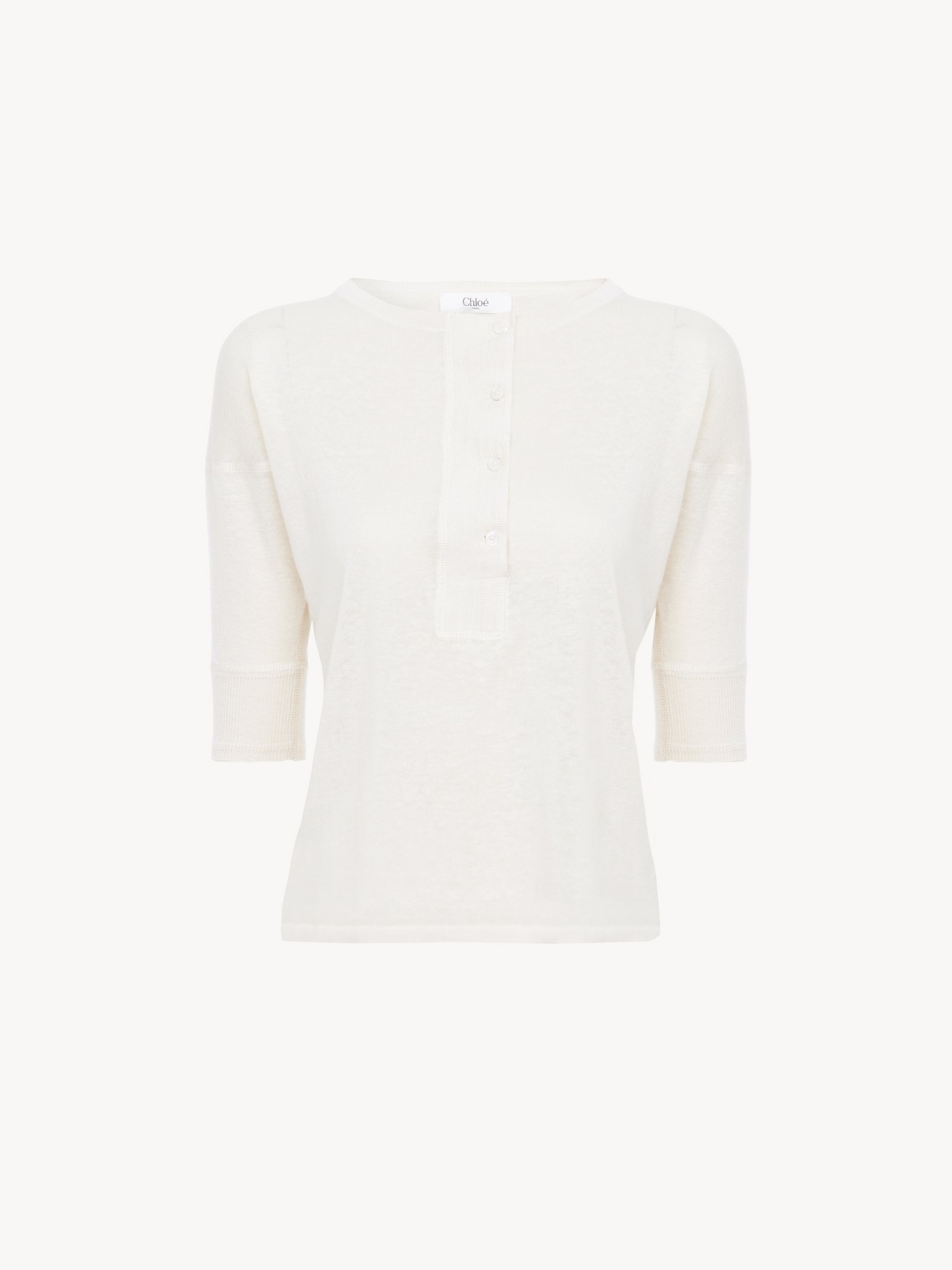 SHORT-SLEEVE HENLEY SHIRT IN LINEN & SILK KNIT - 2