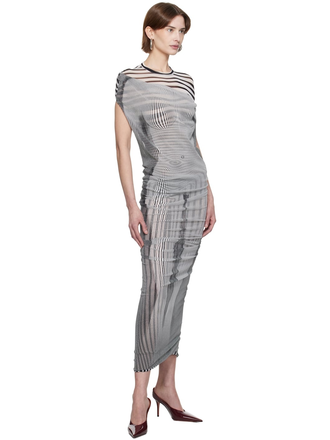 White & Black 'The Draped Body Morphing' Maxi Dress - 4