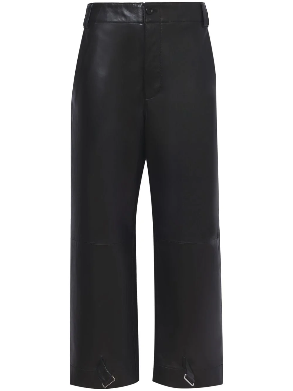 leather cropped straight-leg trousers - 1