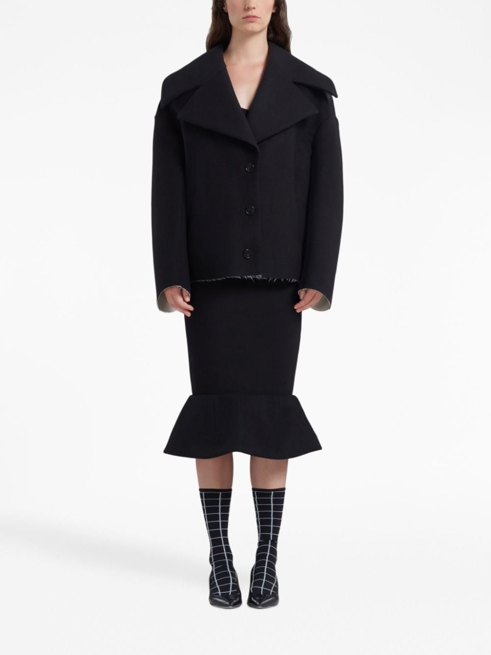 notched-collar oversized jacket - 2