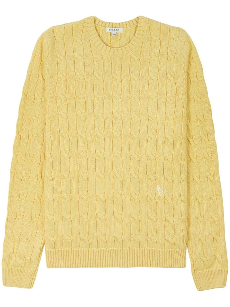 logo-embroidered cable-knit jumper 1