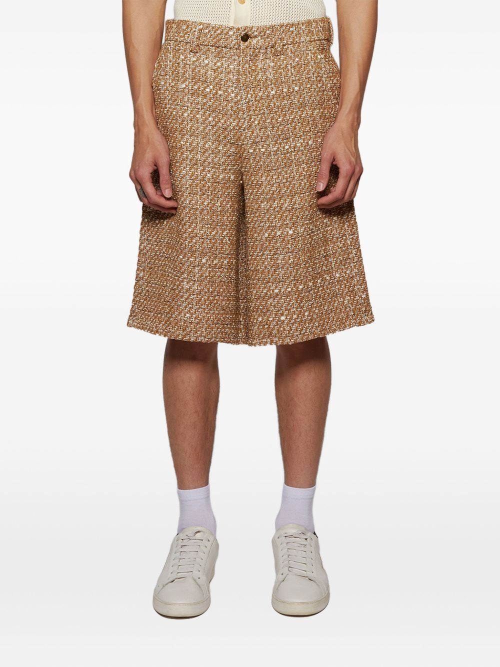 Boucle front-pleat shorts - 3