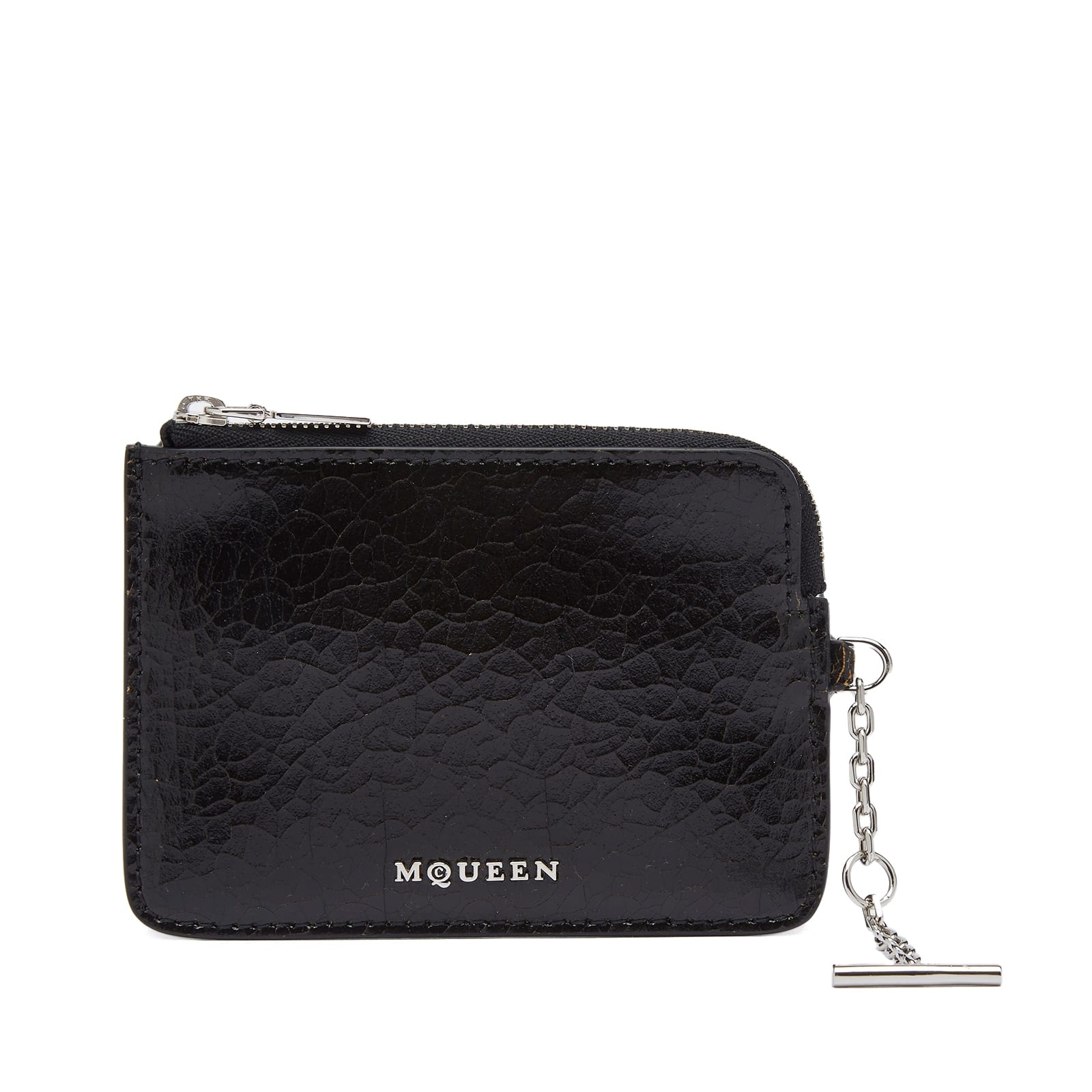 Alexander McQueen Sling Crackled Leather Zip Coin Pouch - 1