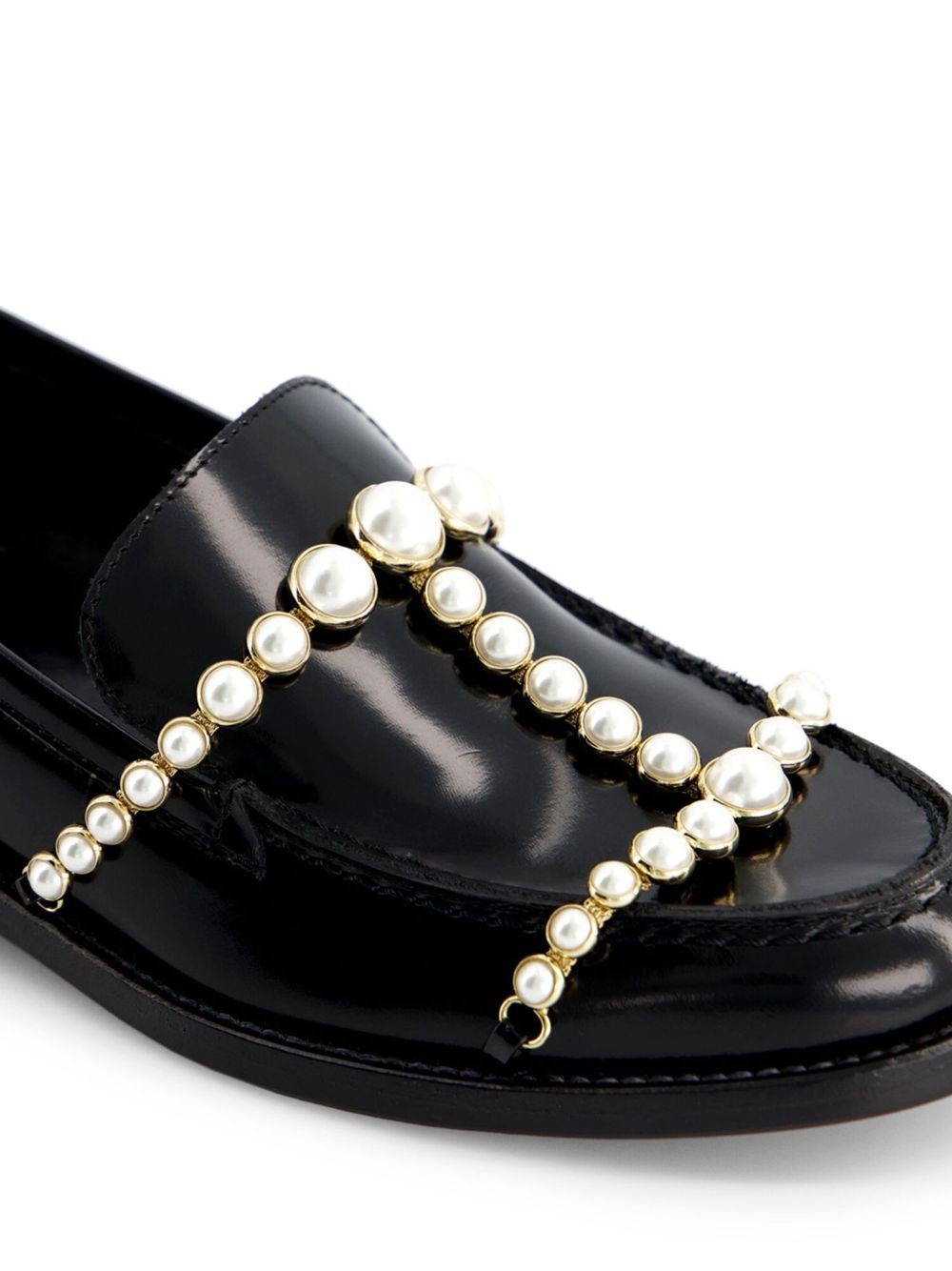 pearl-embellished leather loafers - 5