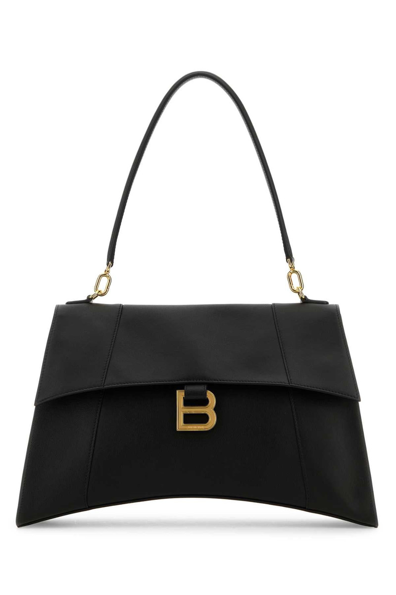 Balenciaga Women Black Leather Hourglass Shoulder Bag - 1