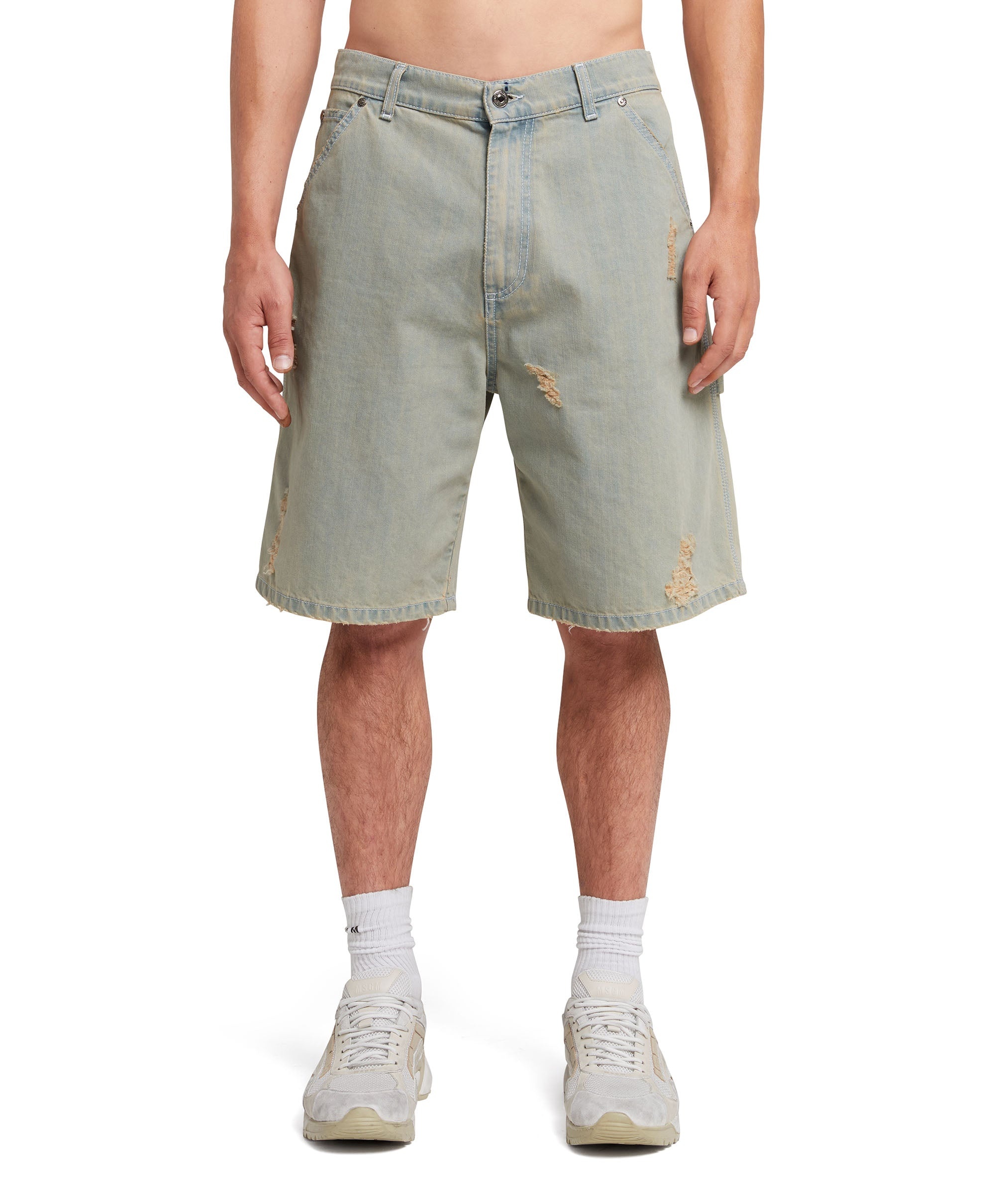 5 pocket light denim Bermudas with breaks - 2