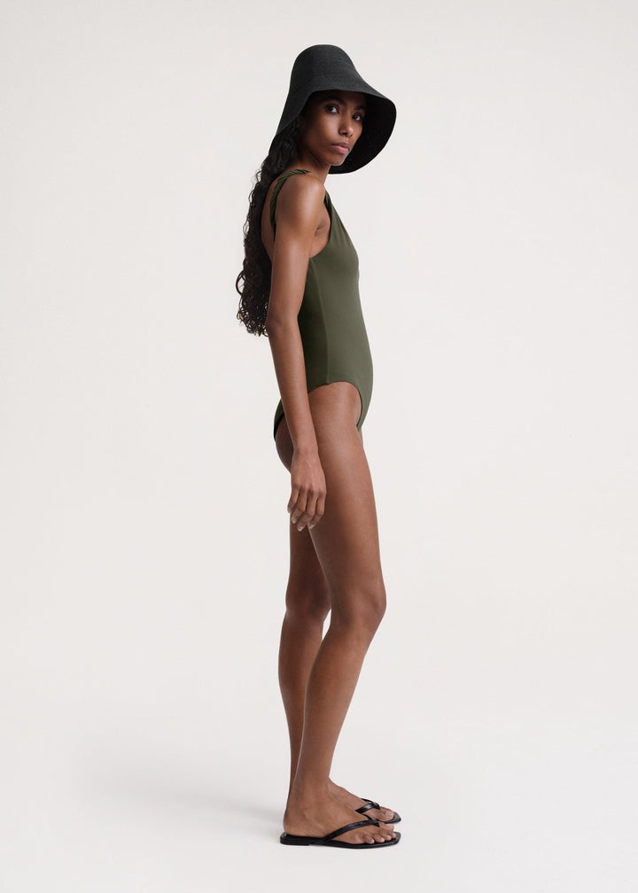 Twist-strap swimsuit faded olive - 3