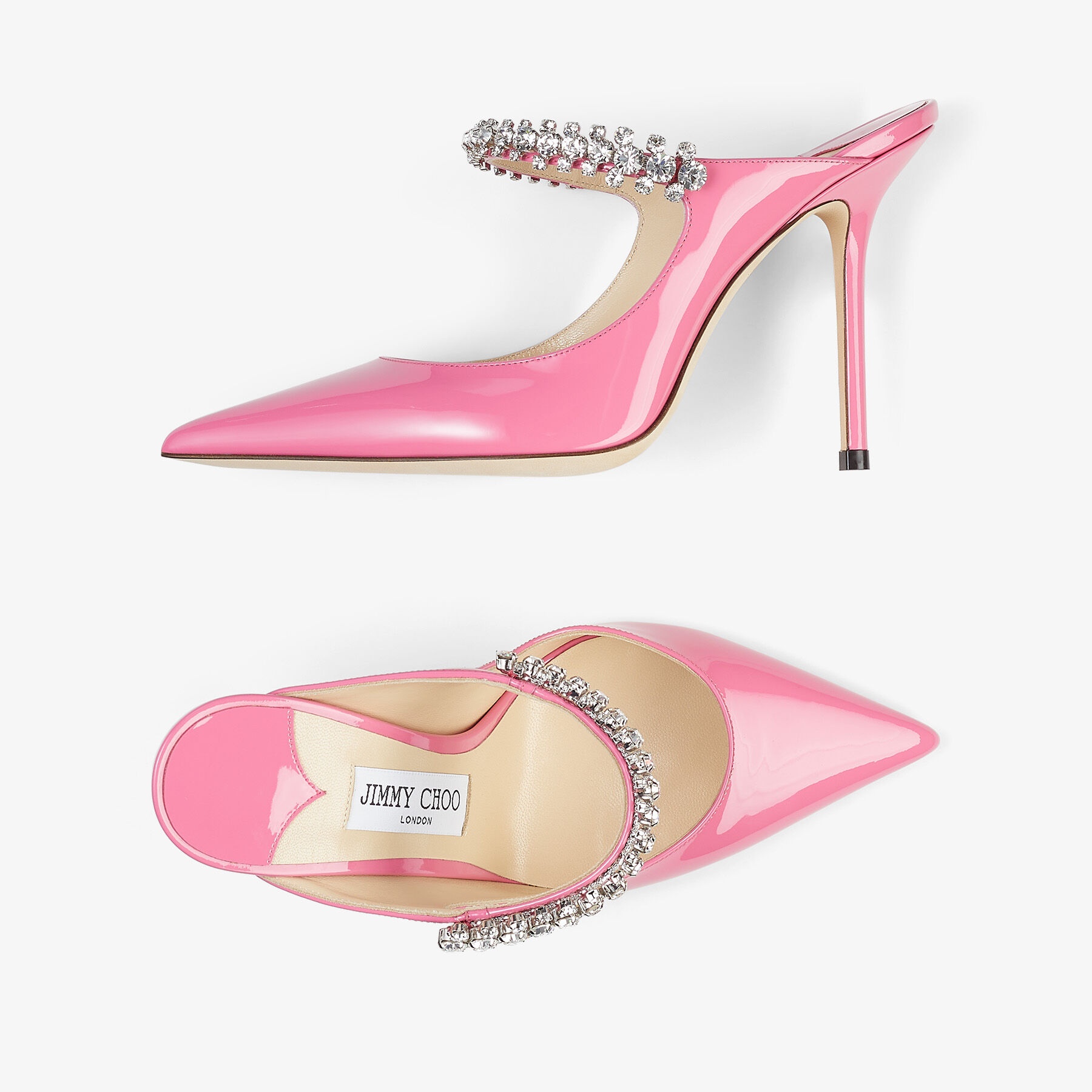 Bing 100
Candy Pink Patent Leather Pumps with Crystal Strap - 4