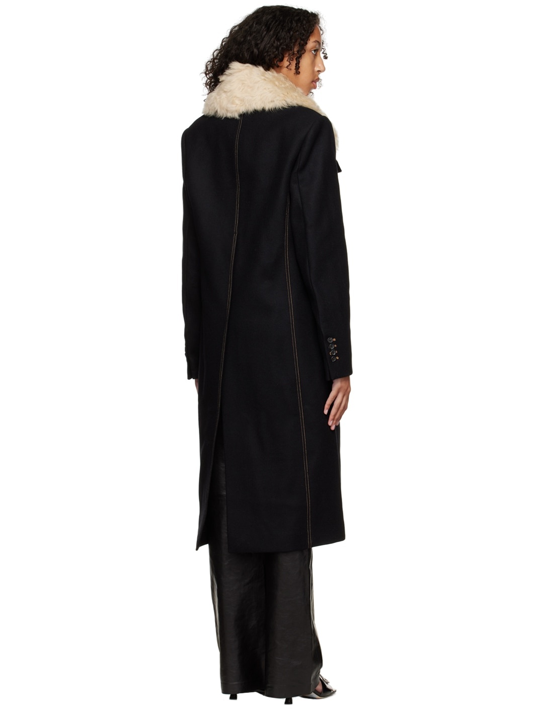 Collar Lang Coat HELMUT LANG Gray Matching Rabbit Collar H Coat
