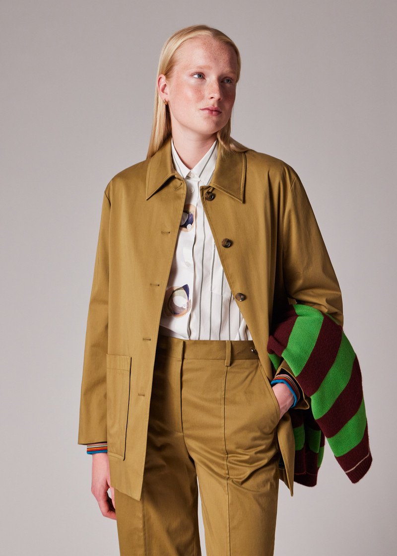 Women's Khaki Cotton-Blend Work Jacket With Detachable Gilet 8