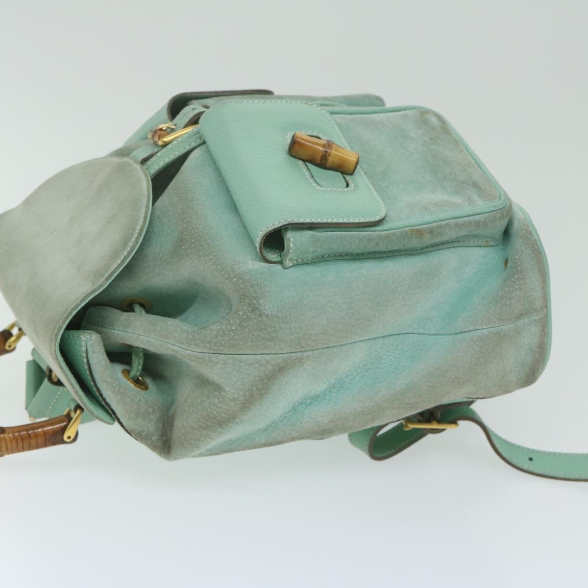GUCCI Bamboo Backpack Suede Light Blue - 4