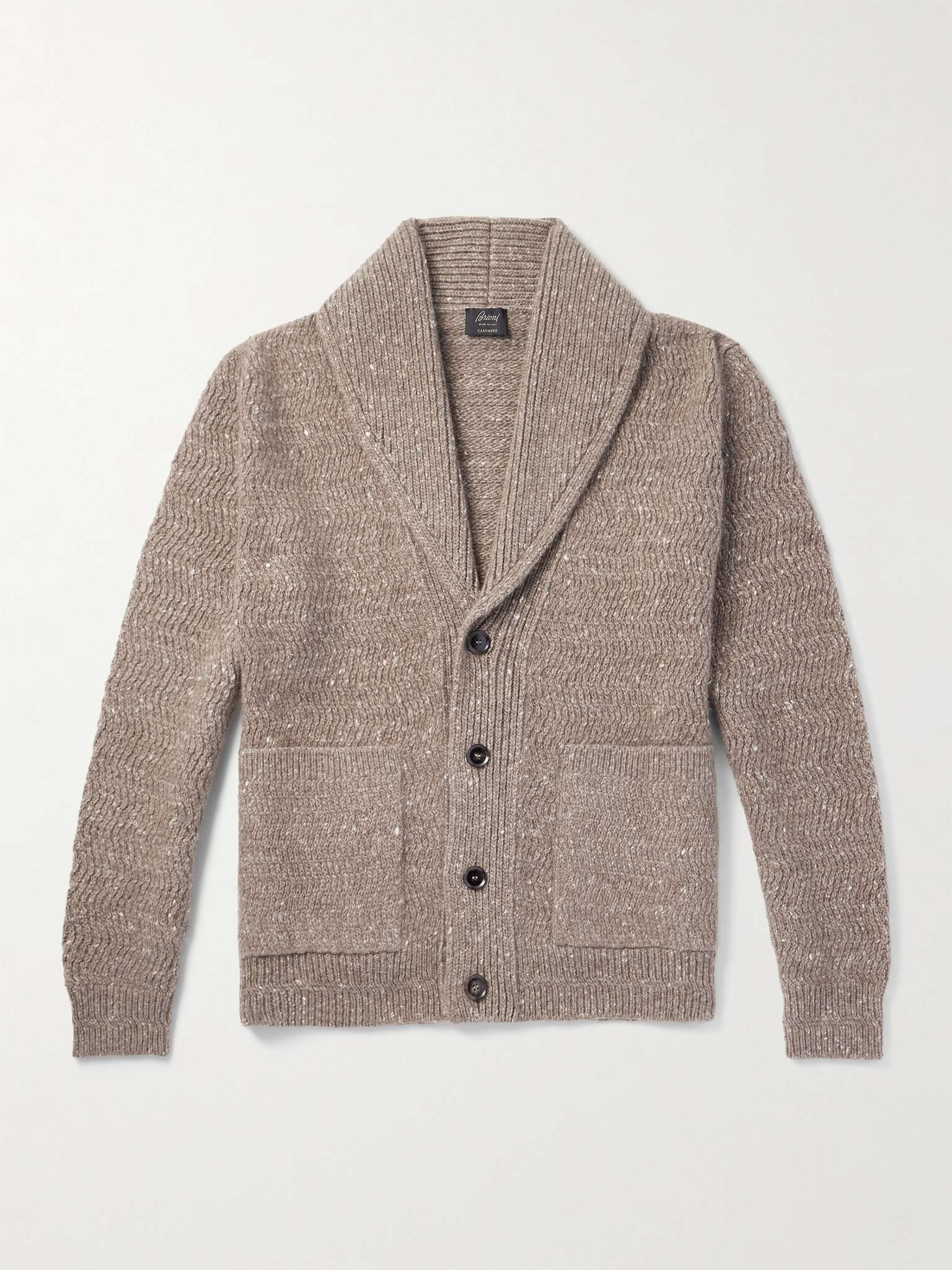 Shawl-Collar Ribbed Cashmere Cardigan - 1