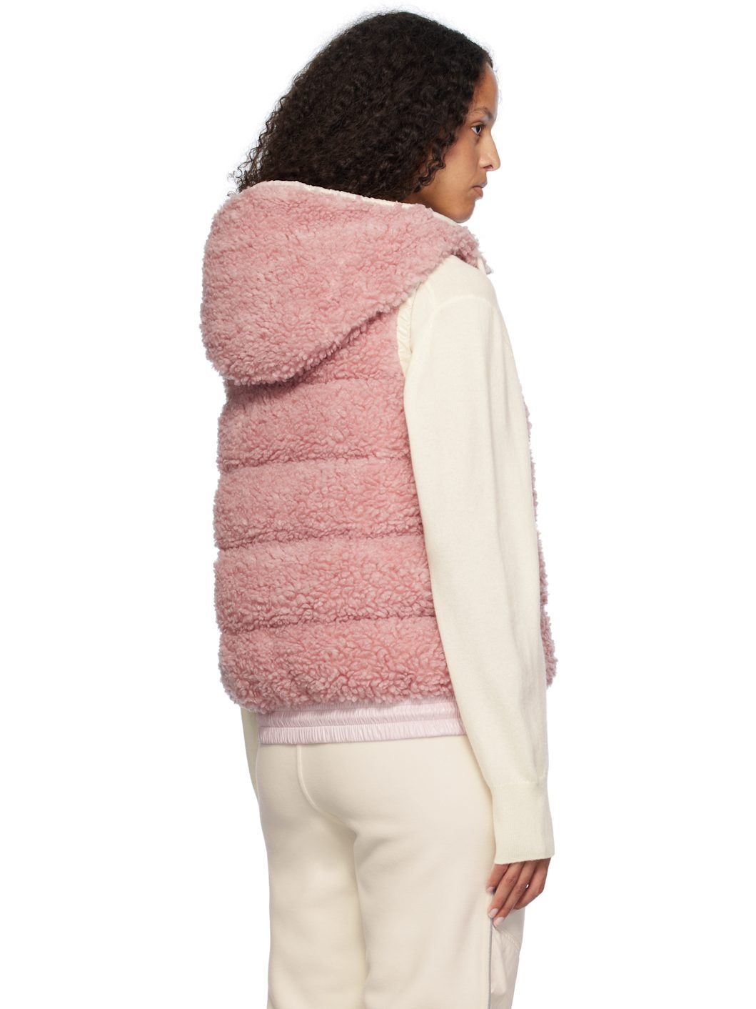 Pink Padded Teddy Zip-Up Down Vest - 3