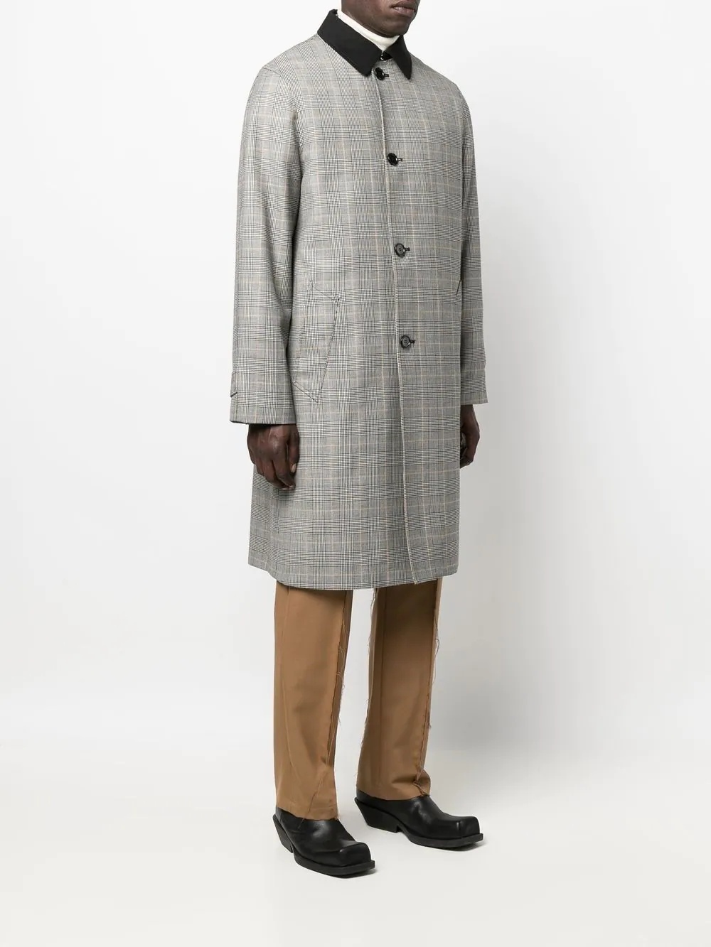 single-breasted check-print coat - 3