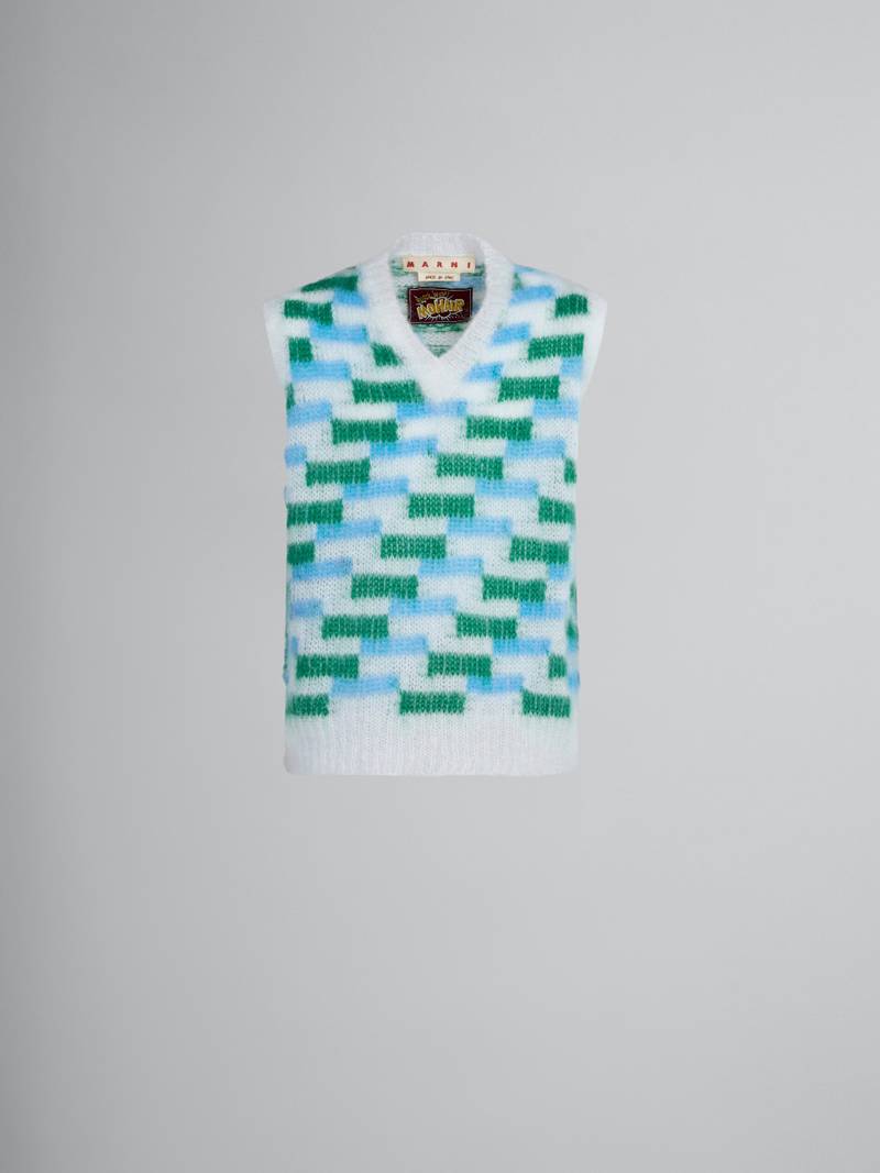 MULTICOLOR MOHAIR VEST WITH INLAYS 1