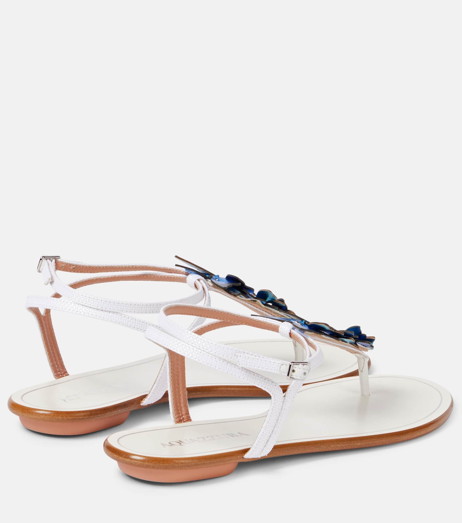 Papillon leather-trimmed canvas sandals - 2
