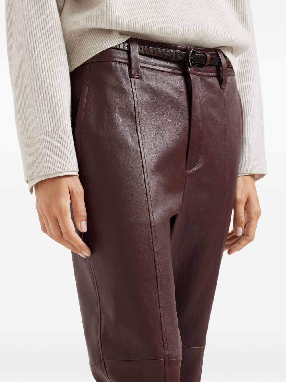 leather flared trousers - 5