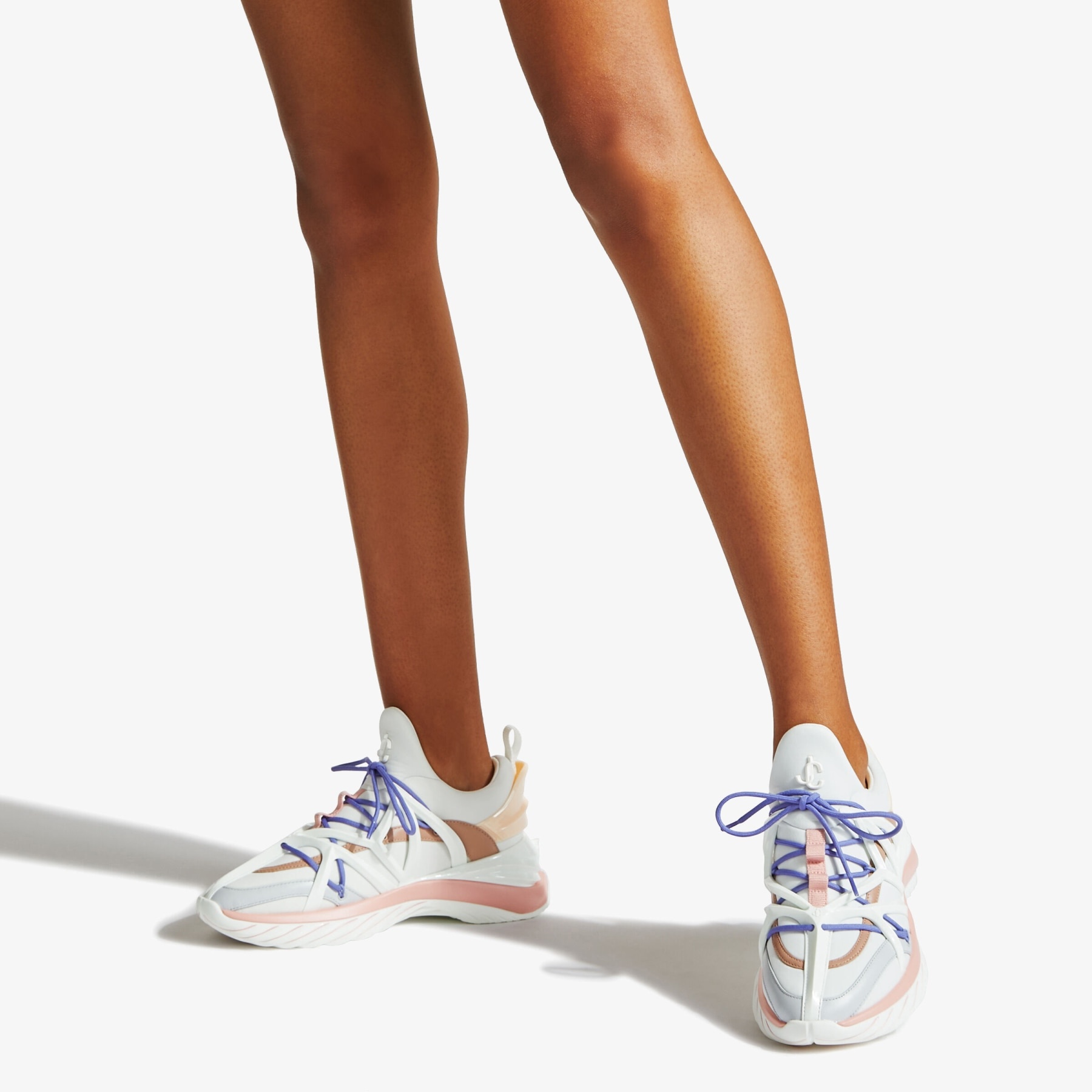 Cosmos/F
White and Ballet Pink Leather and Neoprene Low-Top Trainers - 2