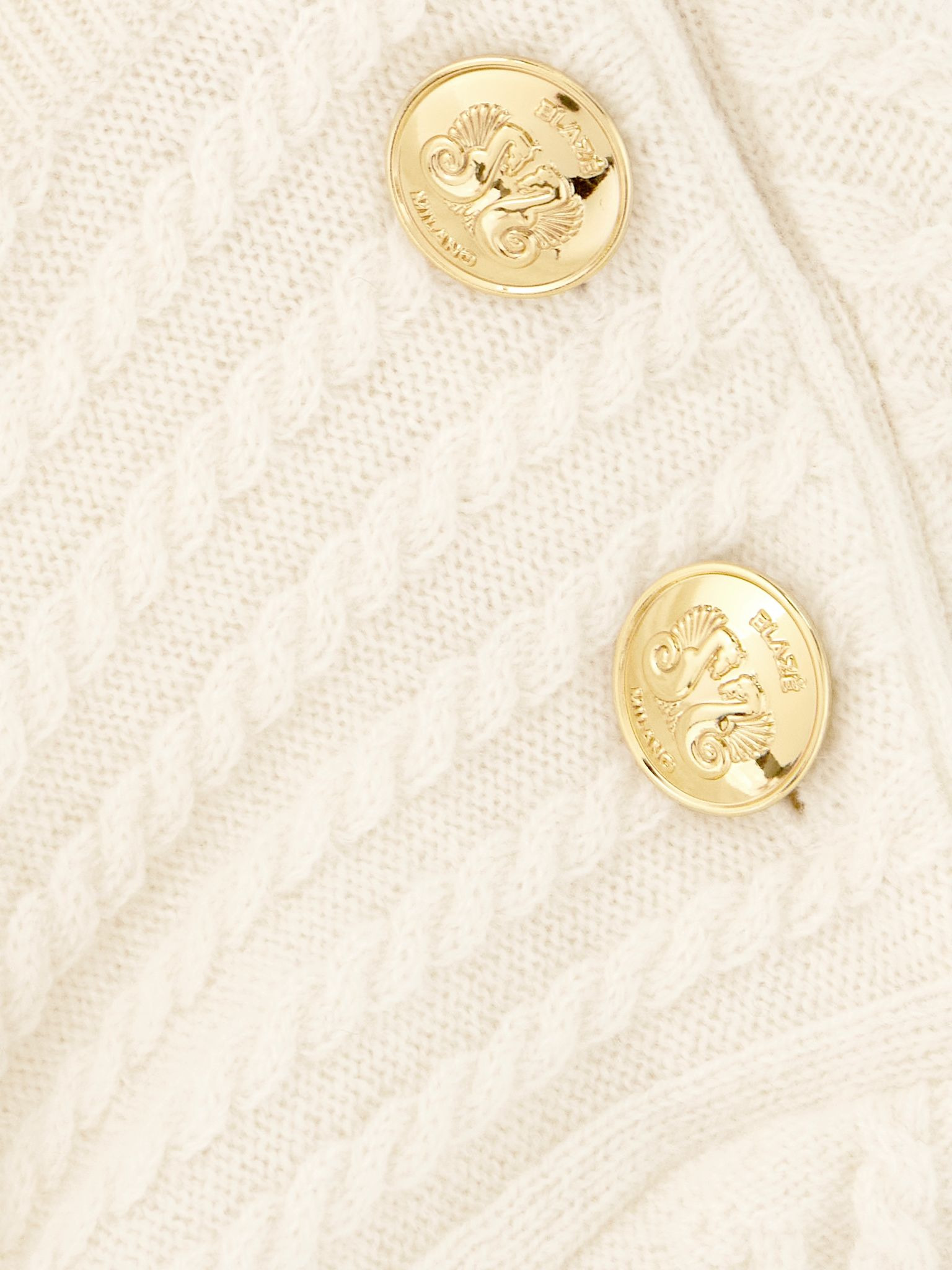 Highland button-detailed cable-knit wool and cashmere-blend sweater White - 4