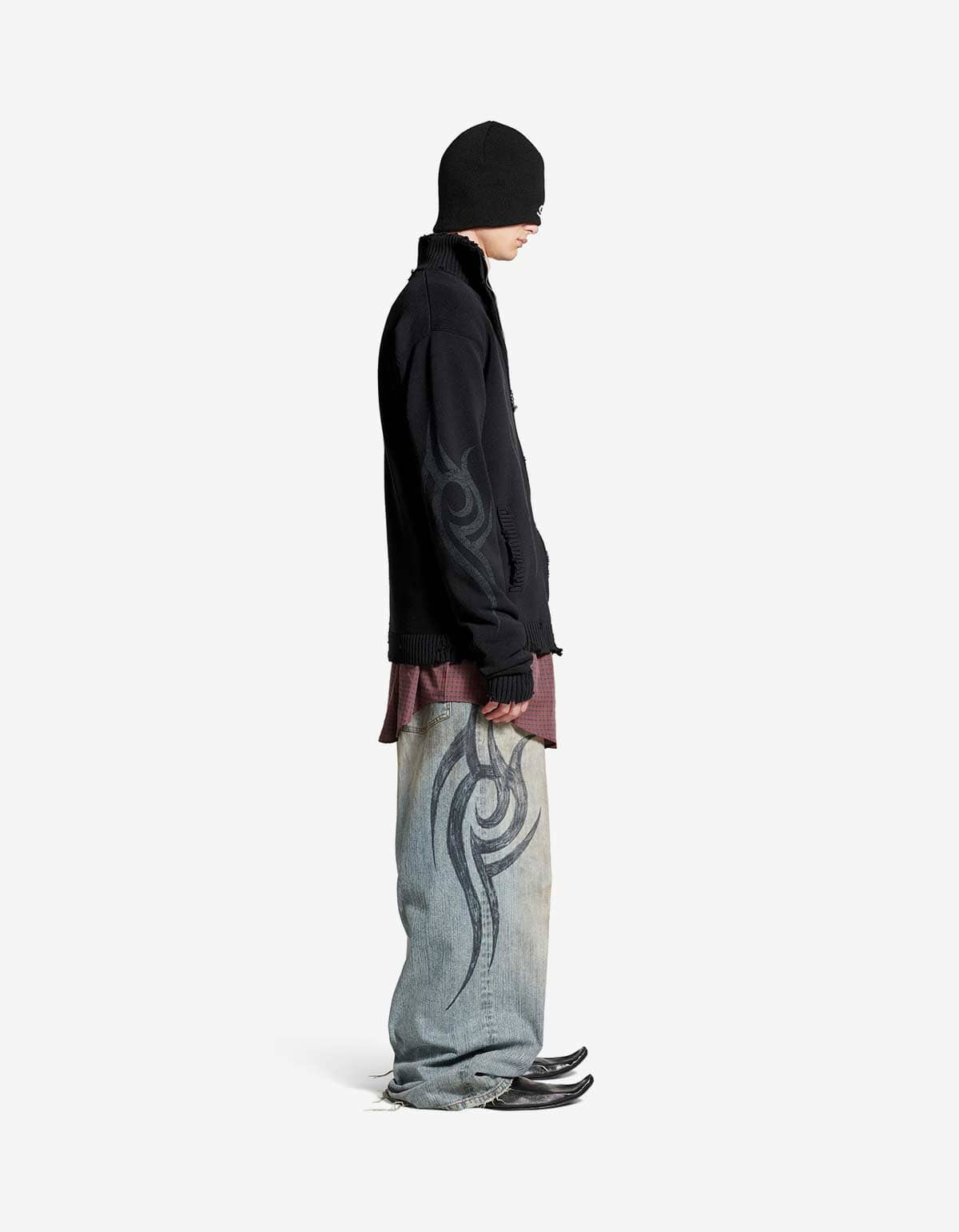 Balenciaga Black Y2K Zip-Up Cardigan - 5