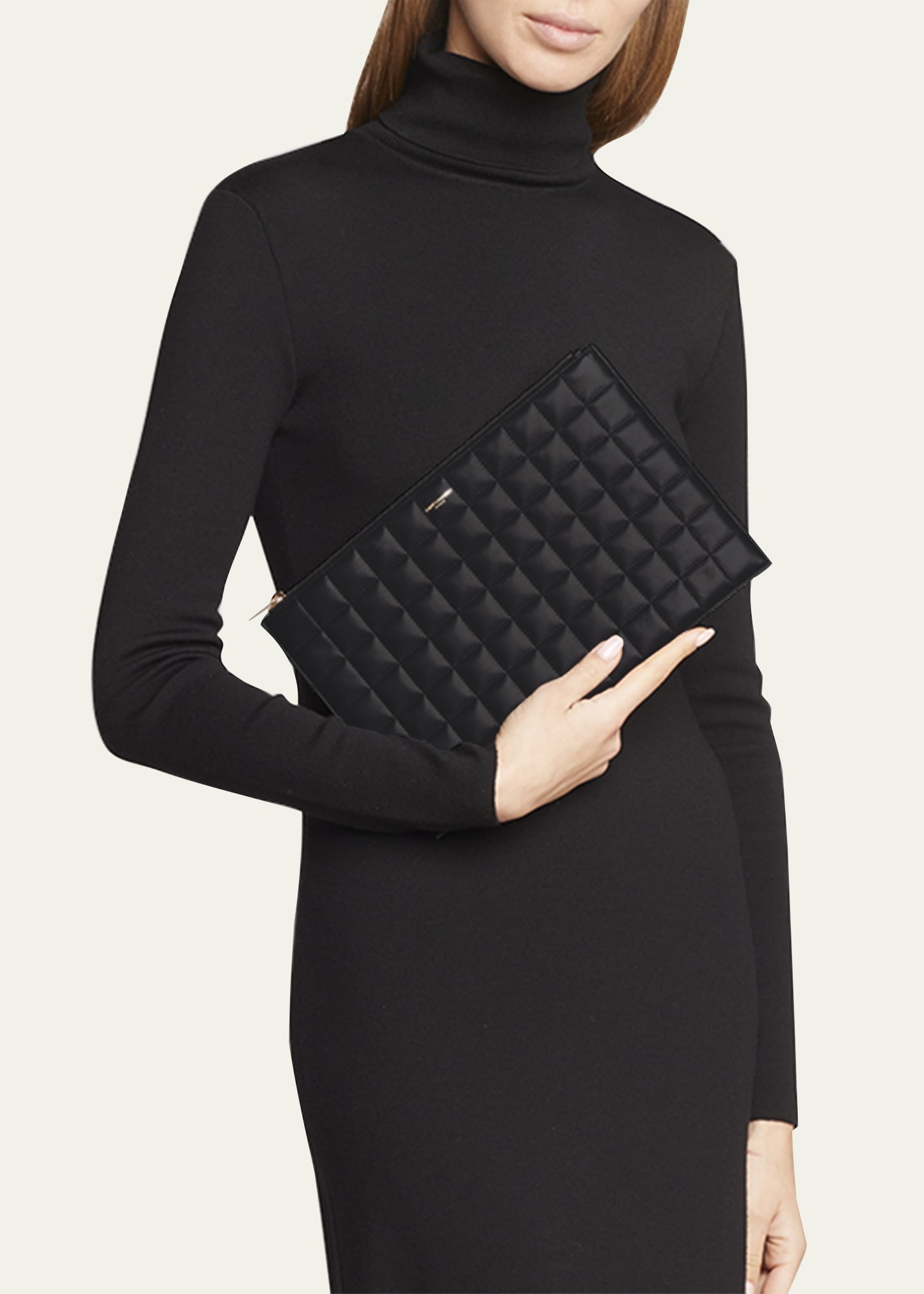 YSL Monogram Tablet Ziptop Pouch in Quilted Smooth Leather - 2