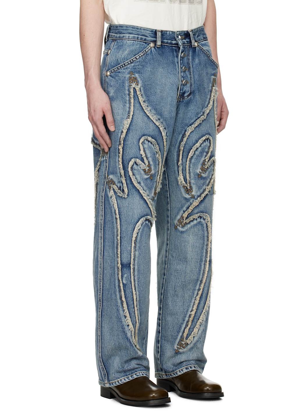 Blue Frayed Jeans - 2