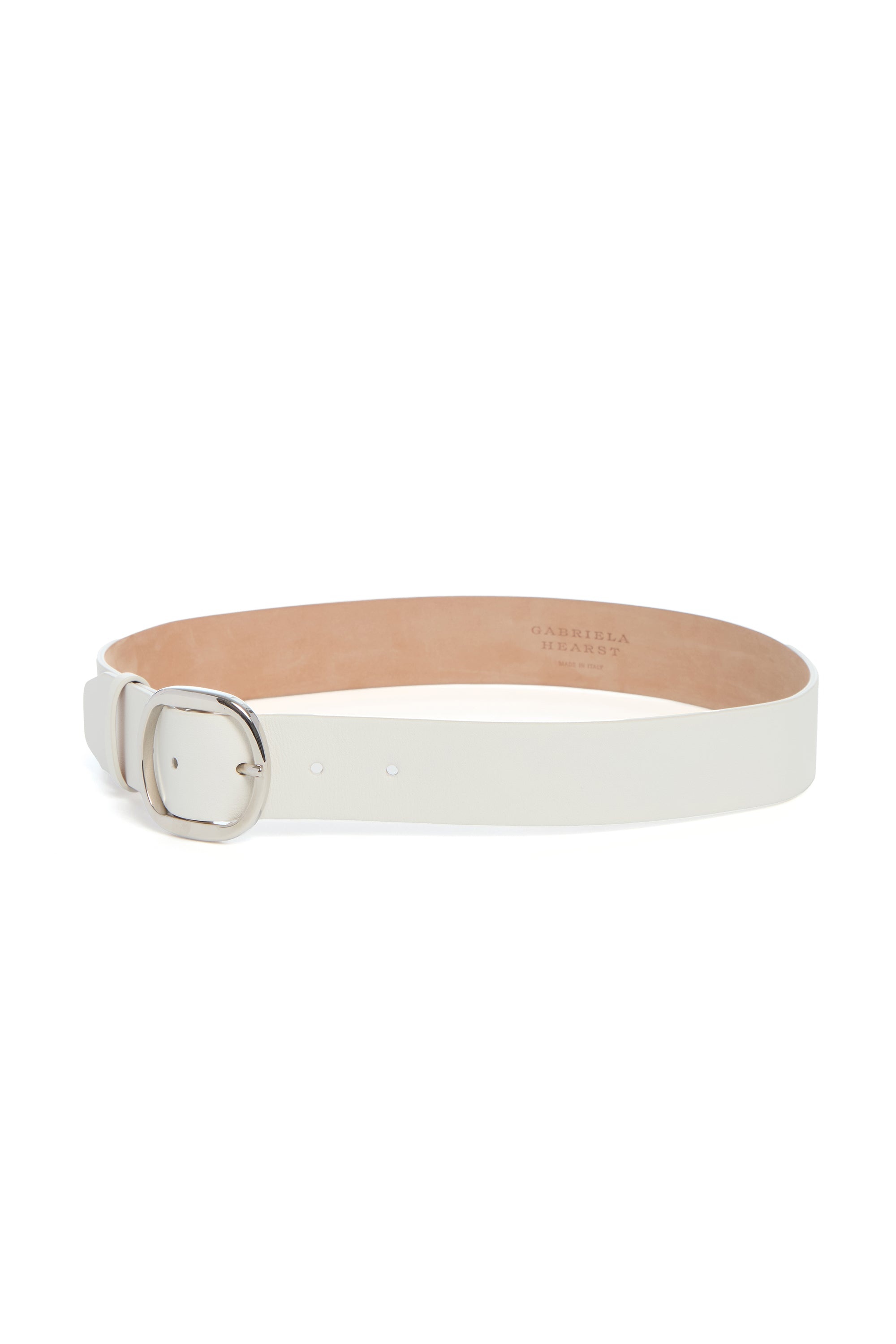 Elster Buckle Belt in Ivory Leather - 2