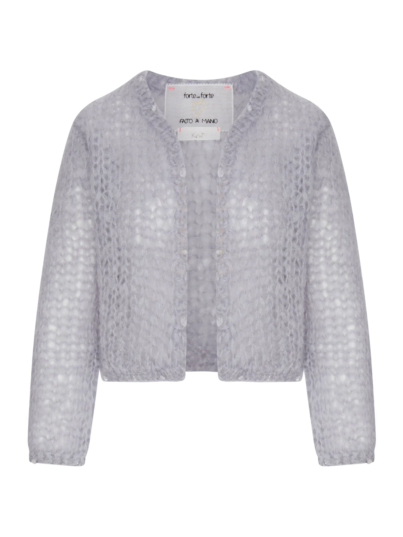 SHORT CARDIGAN IN OPENWORK KNIT WITH EMBROIDERY - 1
