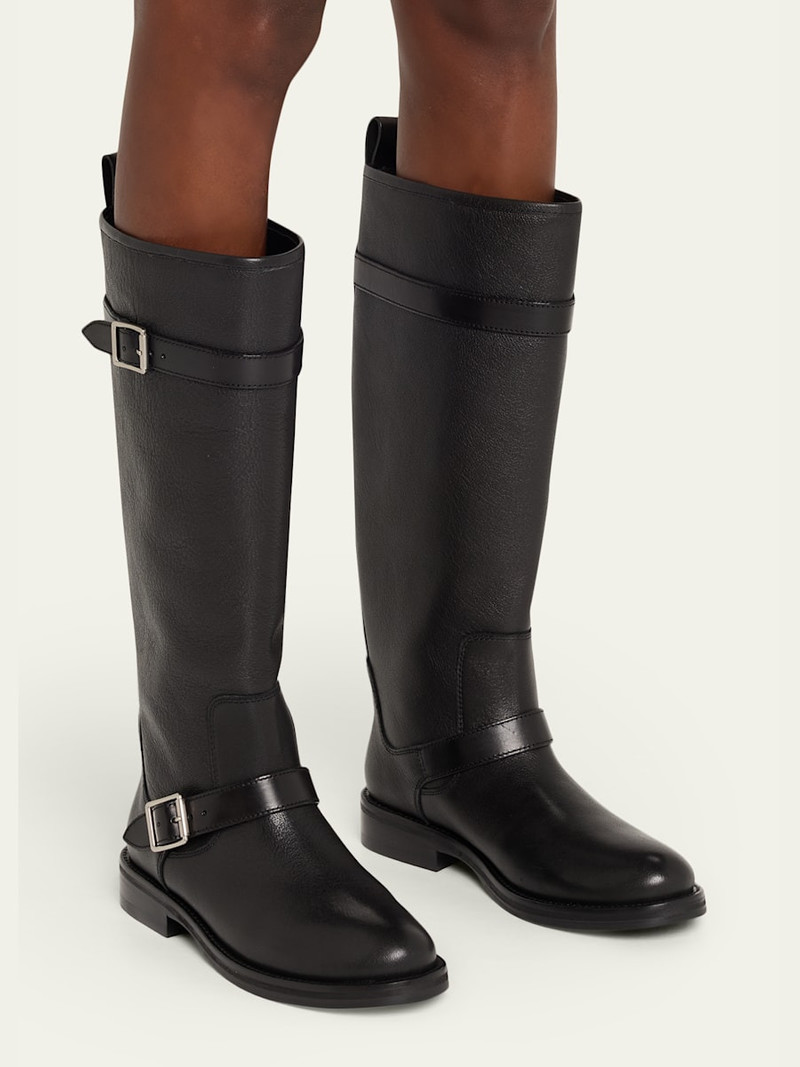 SIMKHAI Noah Leather Buckle Knee-High Boots outlook