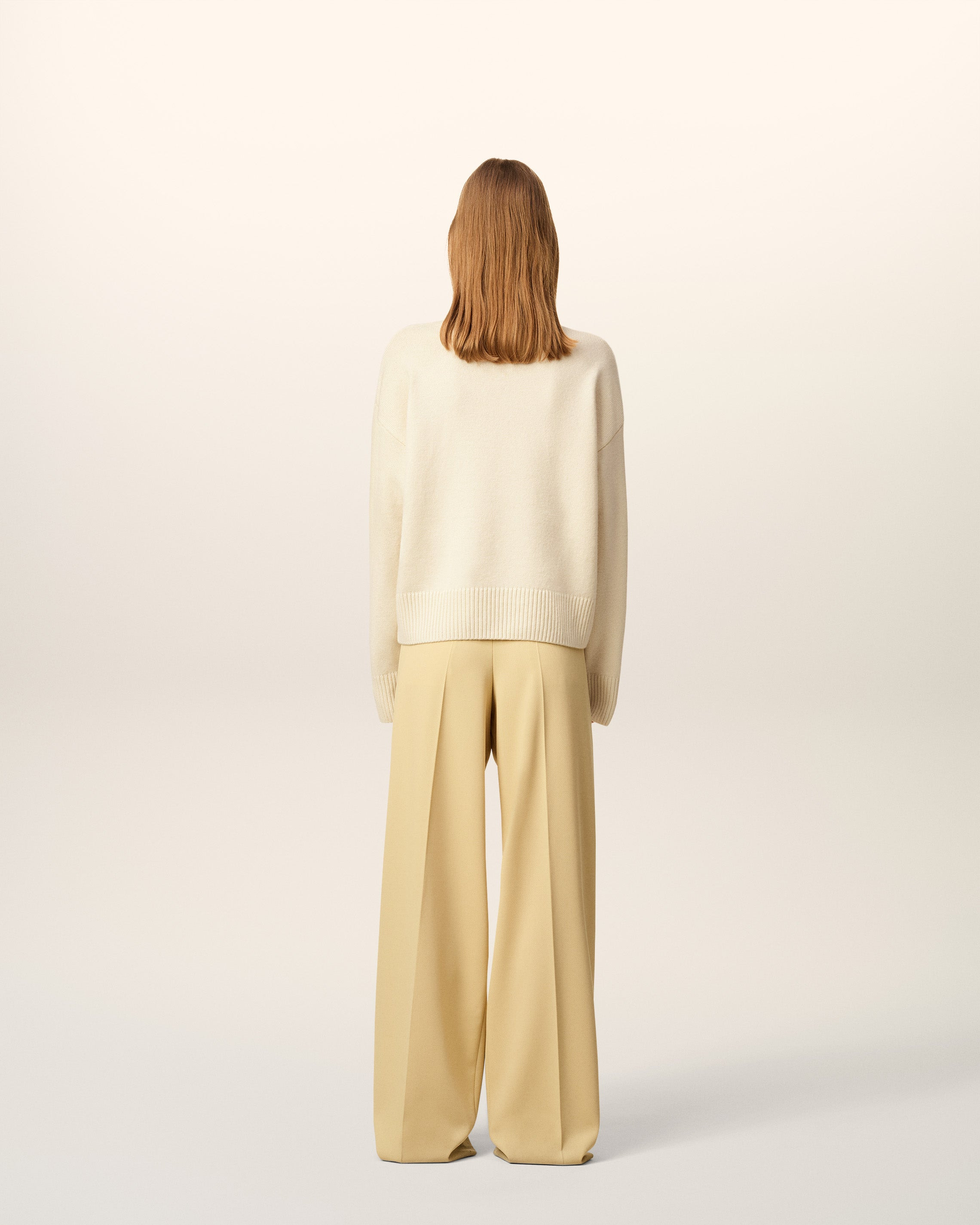 WHITE WOOL AMI DE COEUR FUNNEL NECK SWEATER - 5